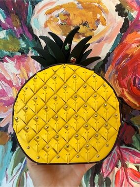 Kate Spade Novelty Picnic Pineapple Embellished Leather Bag